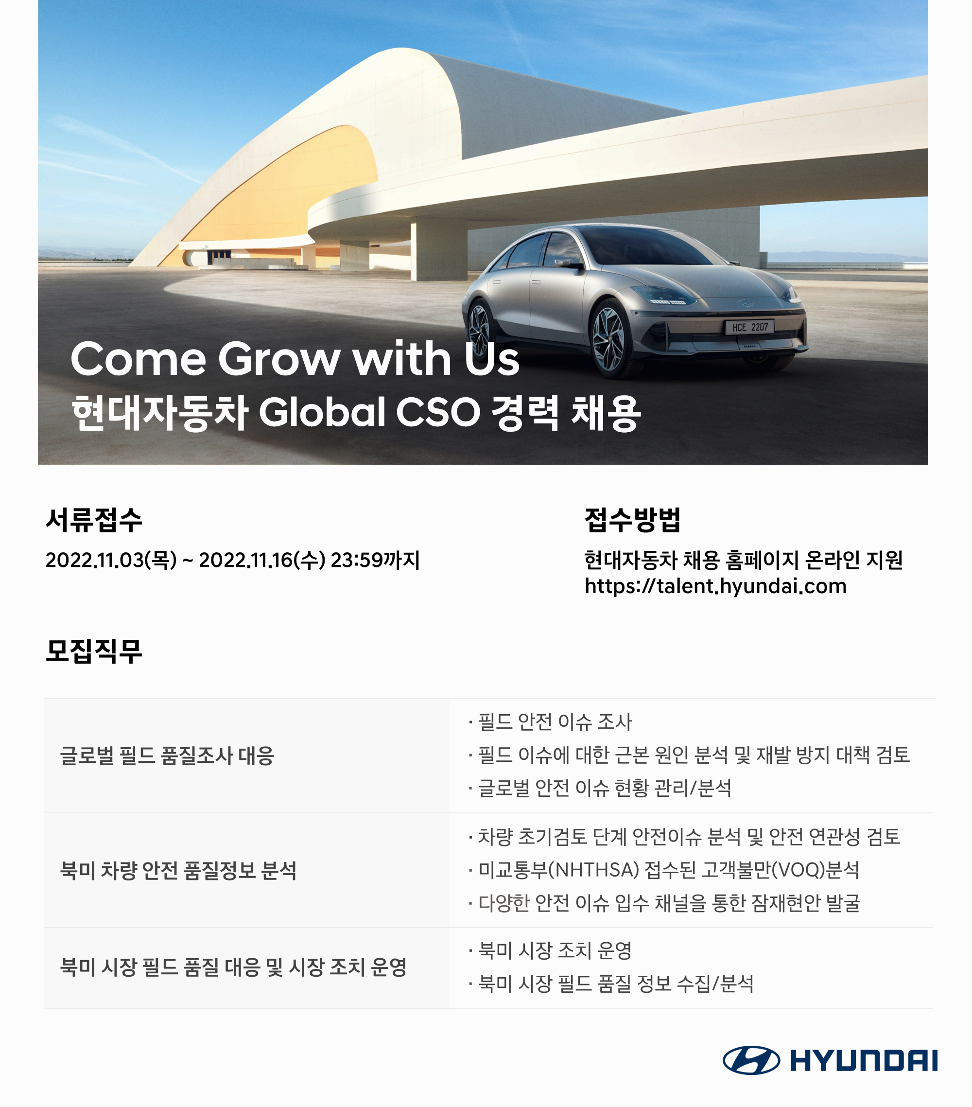 현대자동차 채용공고 - Global CSO 경력 채용 | 자소서 문항, 지원자 스펙 분석까지