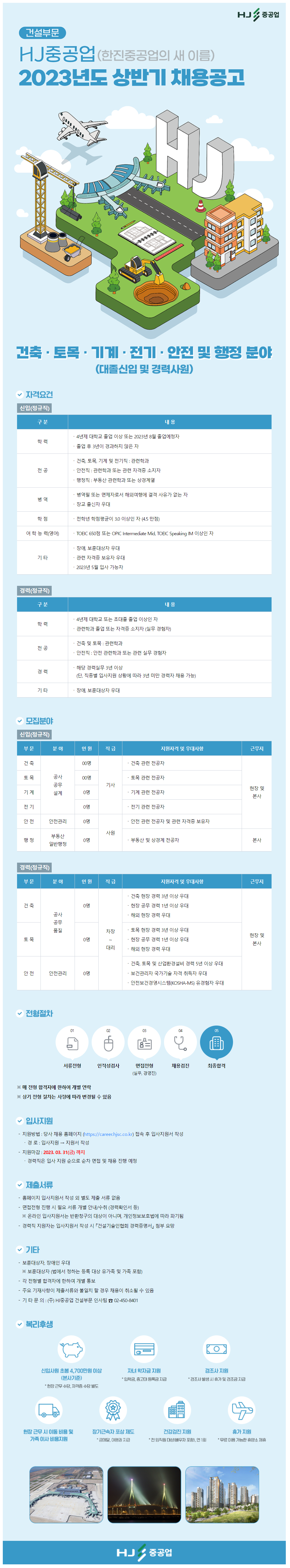 HJ중공업 [건설부문] 채용공고 상반기 채용공고 | 2023년 채용