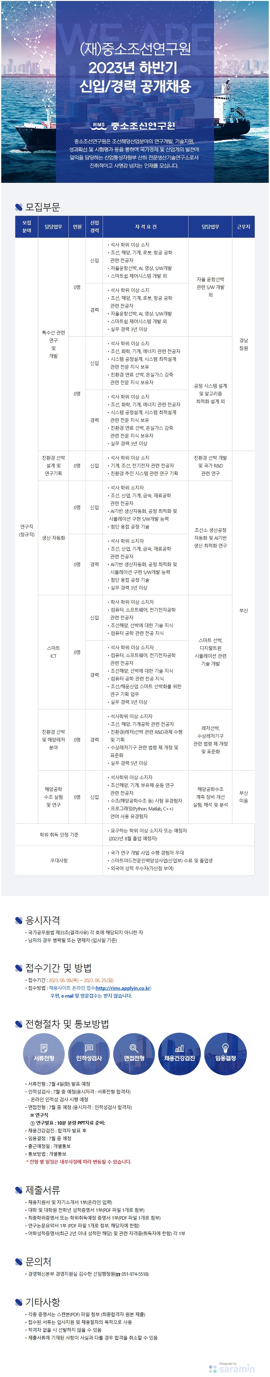 중소조선연구원] 2023년 하반기 공개채용 | 공모전 대외활동-링커리어
