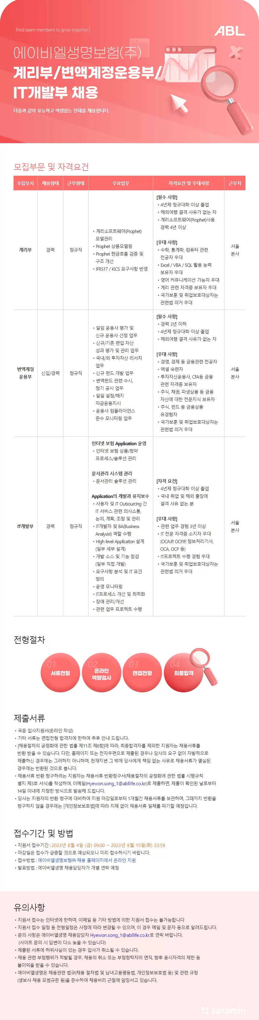 [ABL생명보험] ABL생명 계리부, 변액계정운용부, IT개발부 채용 | 공모전 대외활동-링커리어