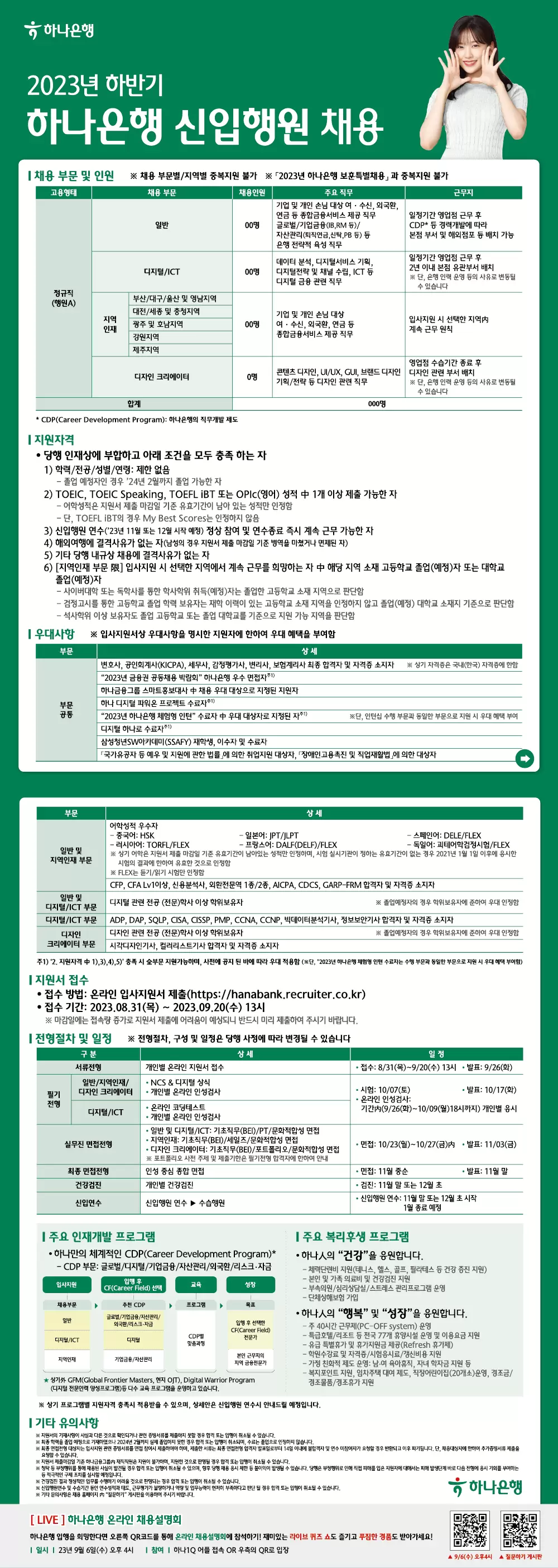 하나은행 채용공고 2023 하반기 신입행원 채용 | 2023년 채용