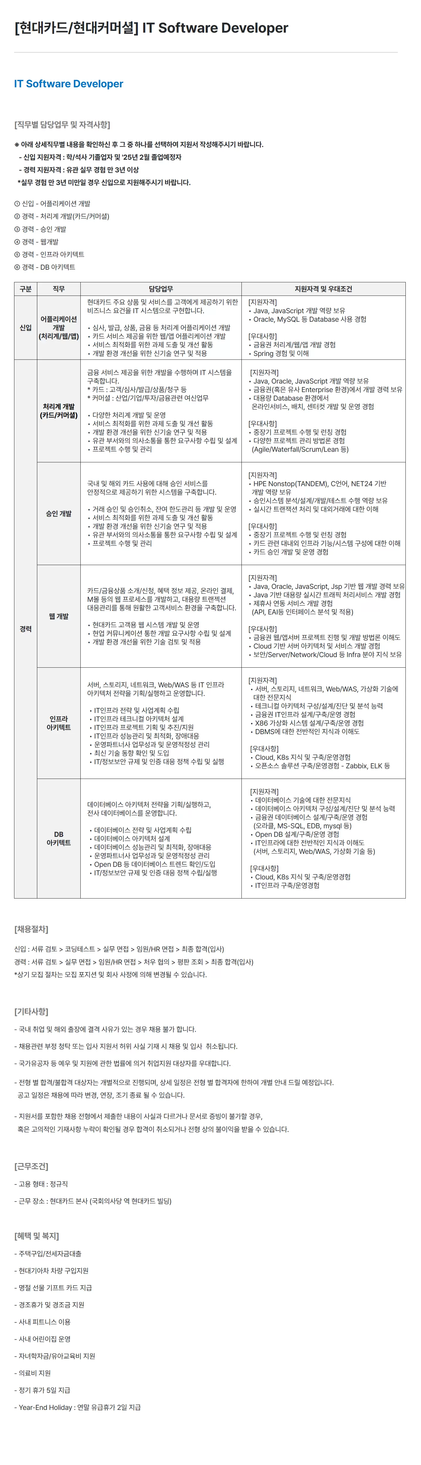 현대카드/현대커머셜 Digital 인재 모집