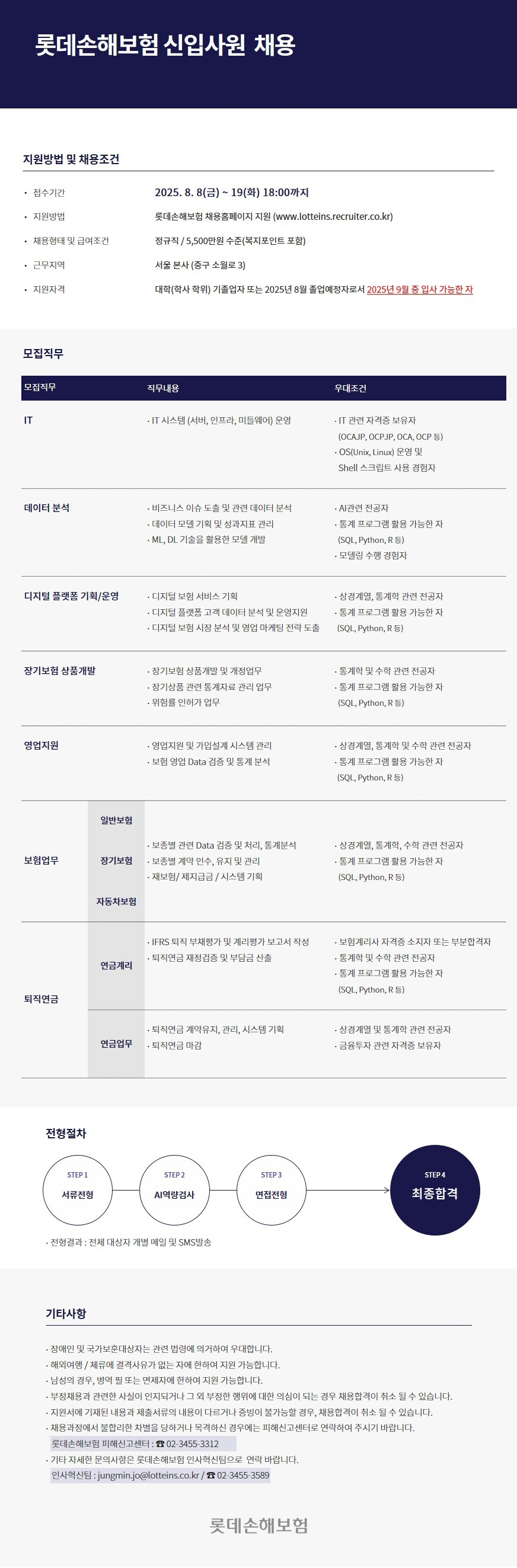 롯데손해보험 신입사원 채용