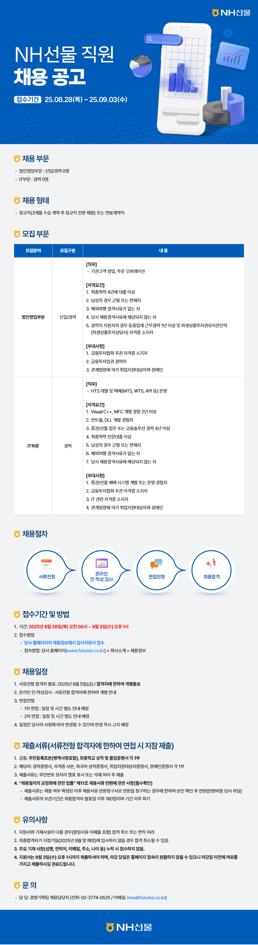 NH선물 직원 채용 공고