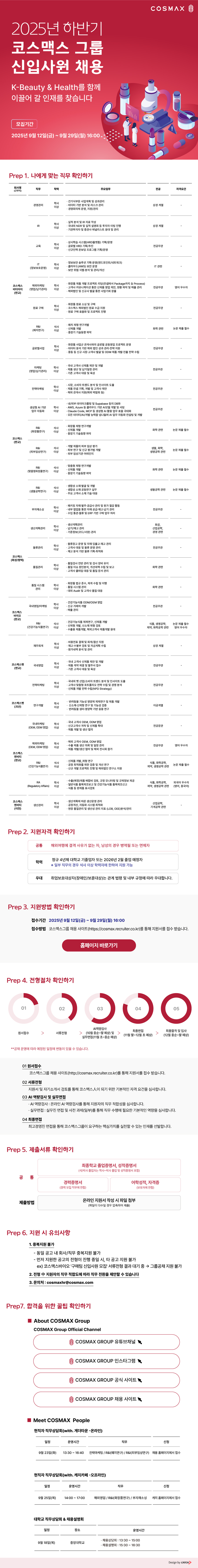 코스맥스 채용 공고