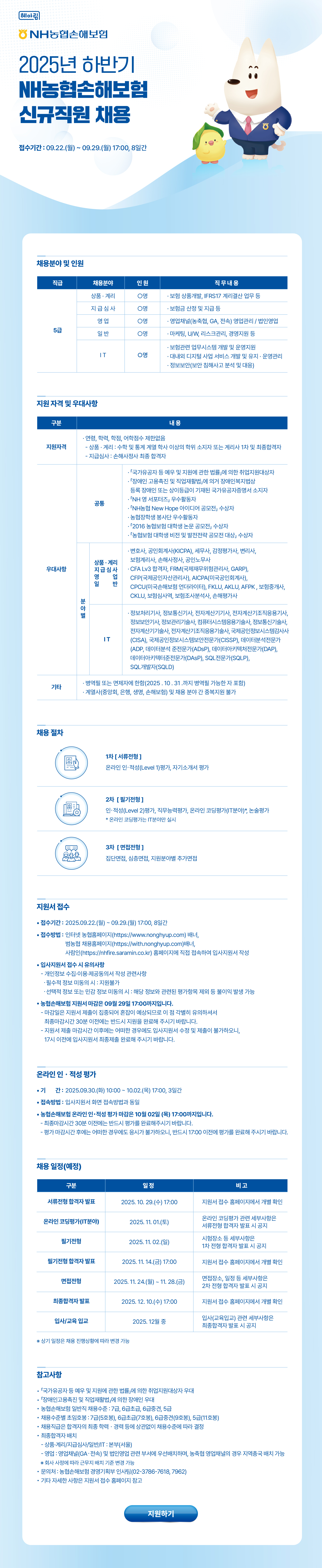 NH농협손해보험 2025년 하반기 신규직원 채용