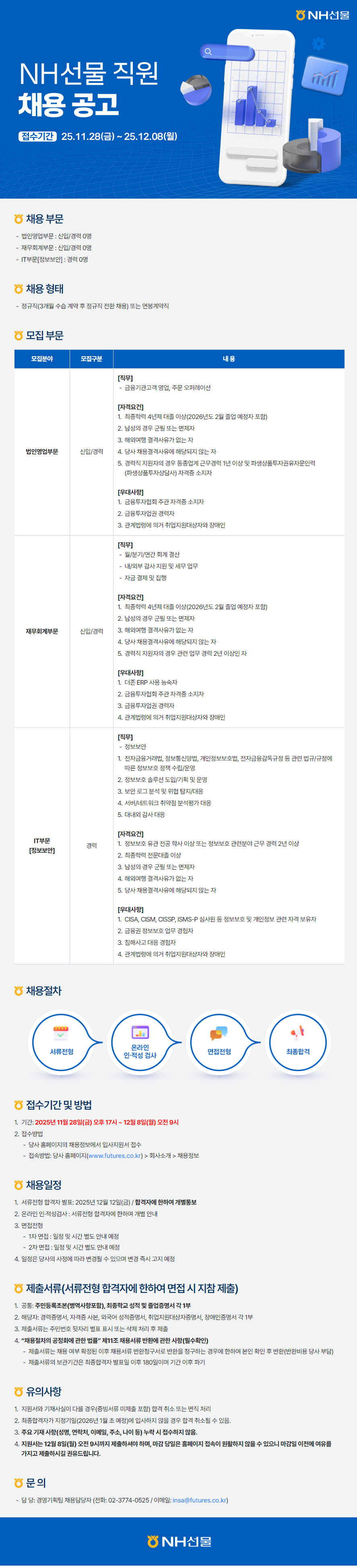 NH선물 직원 채용 공고