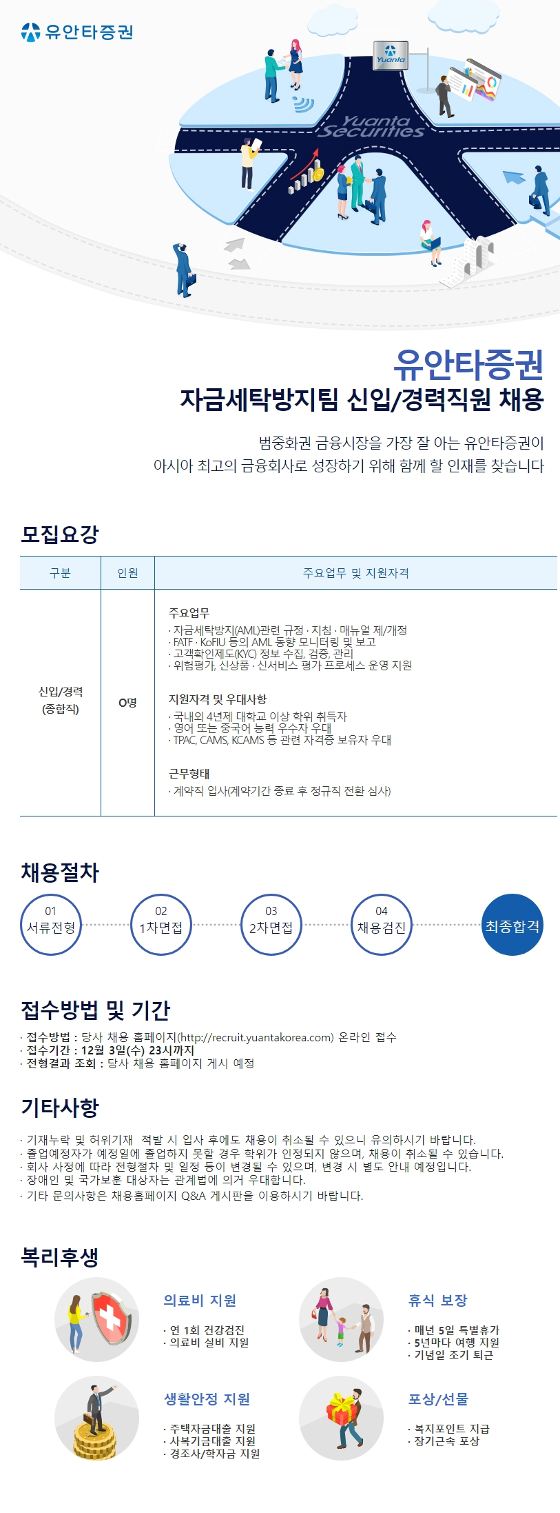 유안타증권 채용공고 자금세탁방지팀 신입/경력직원 채용 | 2025년 채용