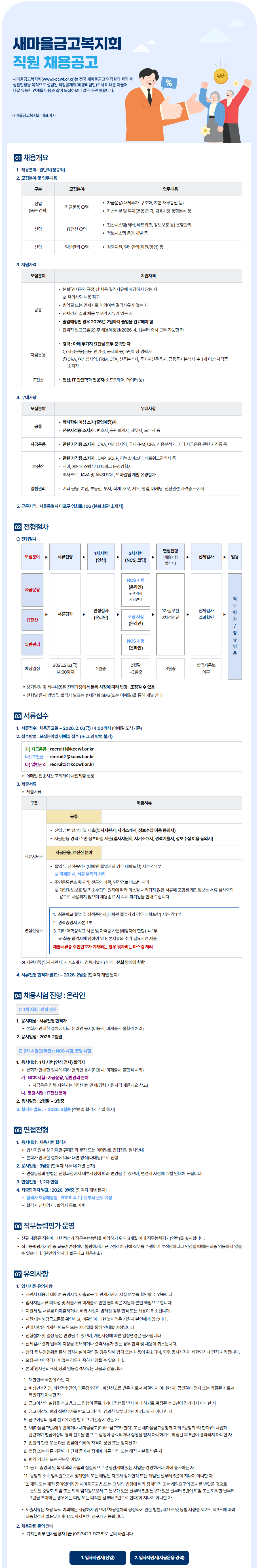 새마을금고복지회 직원 채용공고