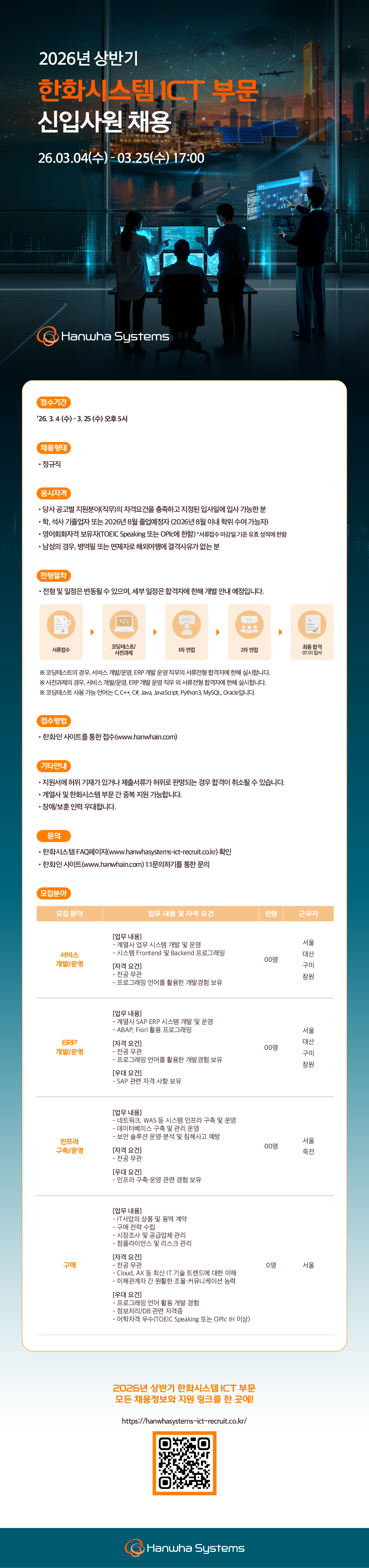 한화시스템 2026년 상반기 ICT 부문 신입사원 채용