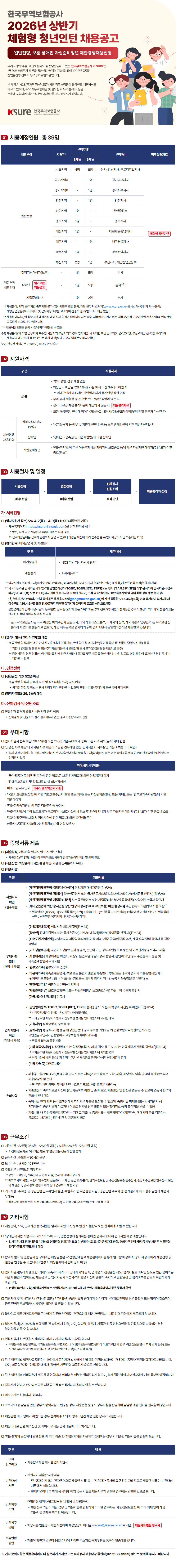 한국무역보험공사(K-SURE) 2026년 상반기 체험형 청년인턴 채용