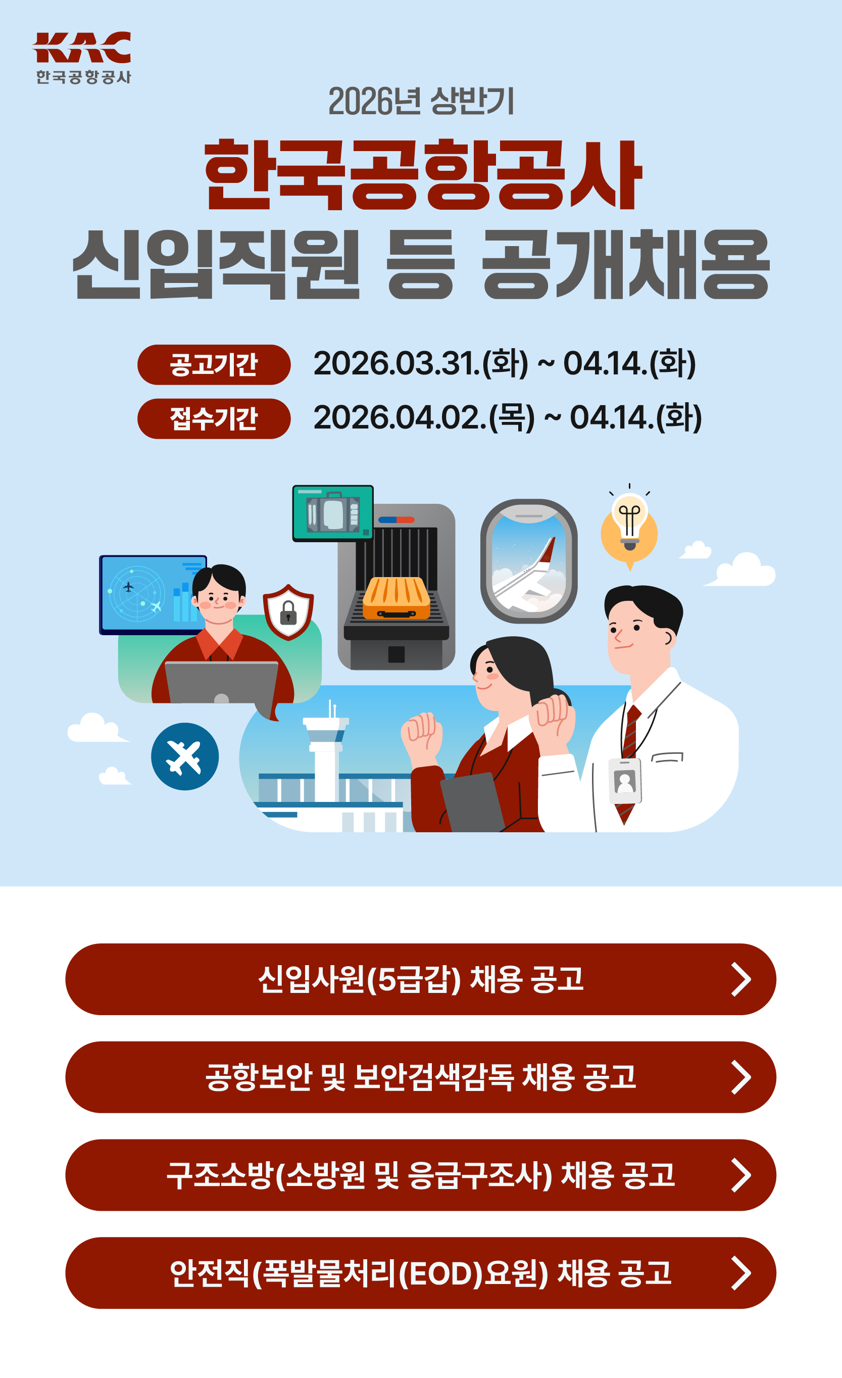 한국공항공사(KAC) 신입직원 등 공개채용