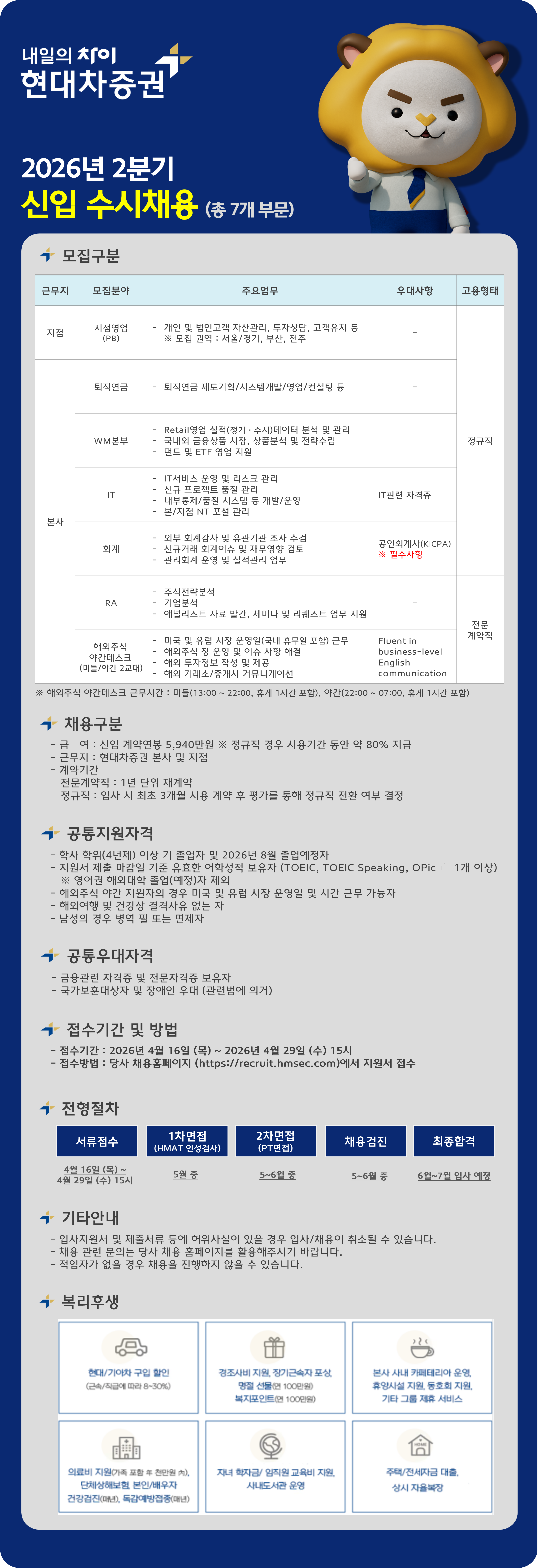 현대차증권 2026년 2분기 신입 수시채용