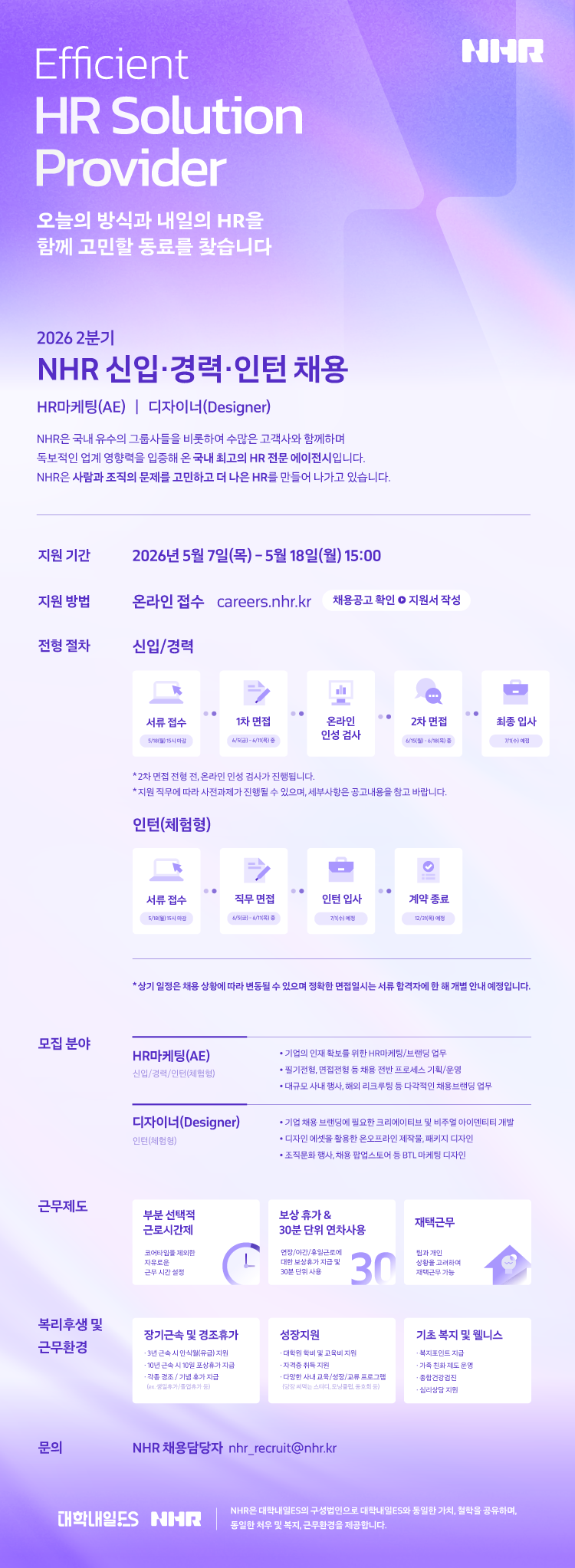 NHR 2026년 2분기 신입·경력·인턴 채용