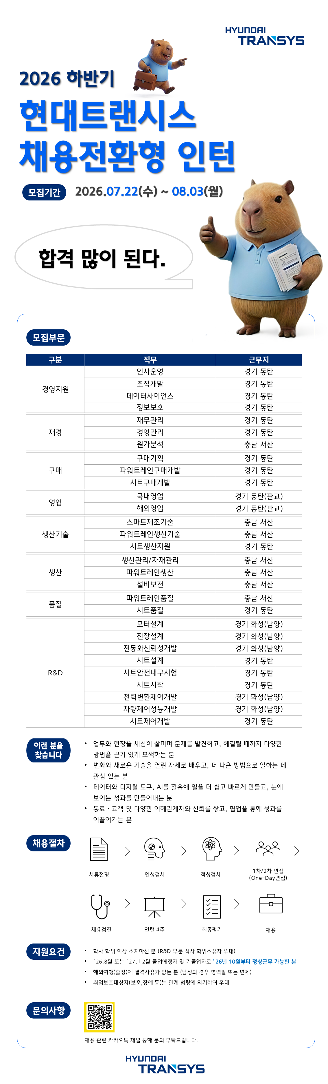 현대트랜시스 2026 하반기 채용전환형 인턴