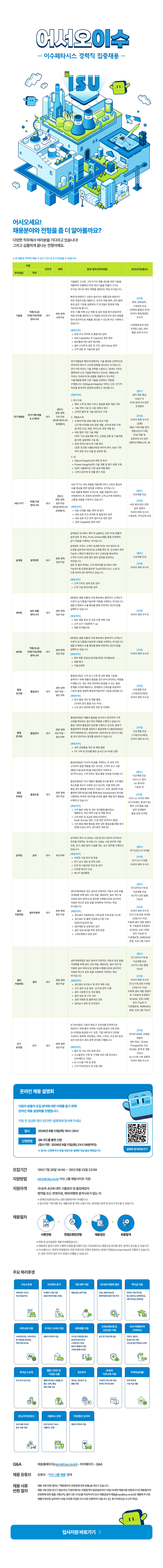 이수페타시스 경력직 집중채용