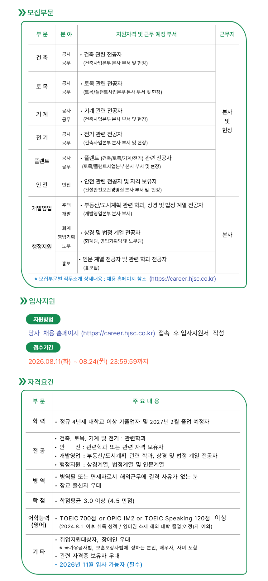 HJ중공업 2026 신입사원 공개채용