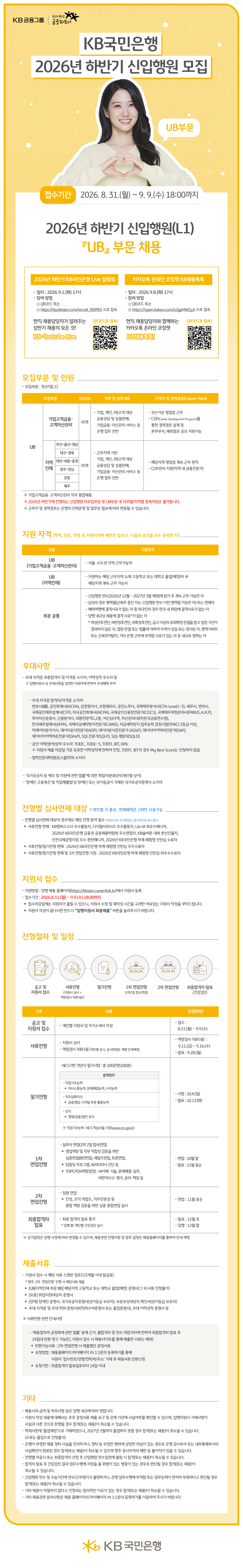 KB국민은행 2026년 하반기 신입행원 모집