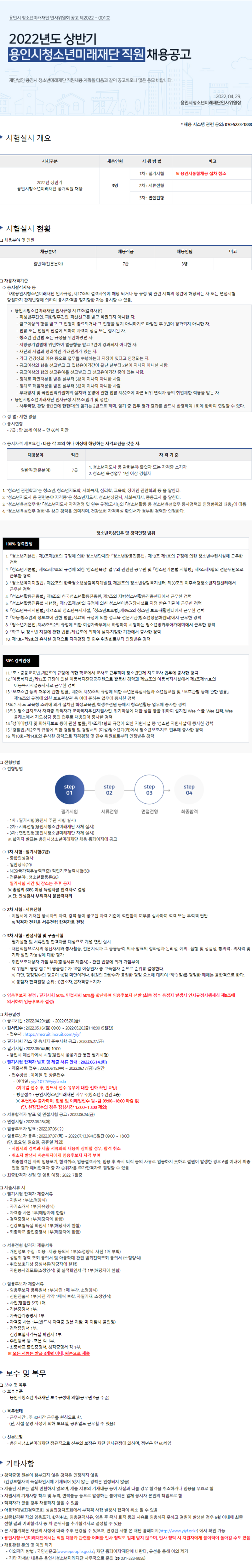 용인시청소년미래재단 일반직(전문분야)